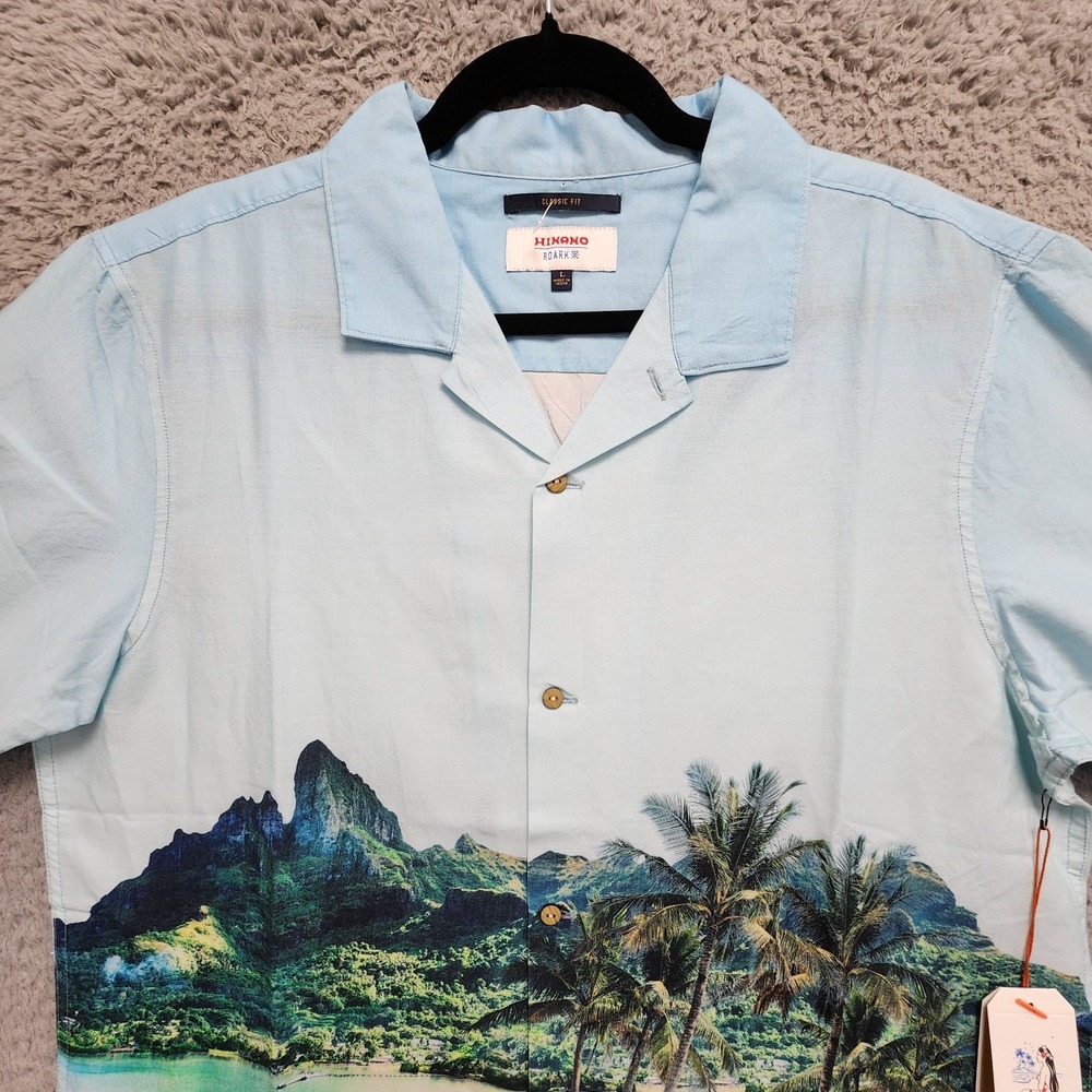 Roark Gonzo Palms Camp Collar Shirt Men Large Hinano Otemanu Vacation Travel NEW - Picture 3 of 14
